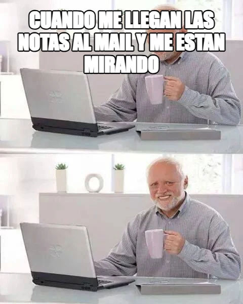 Cuando me llegan las notas al mail y me estan mirando