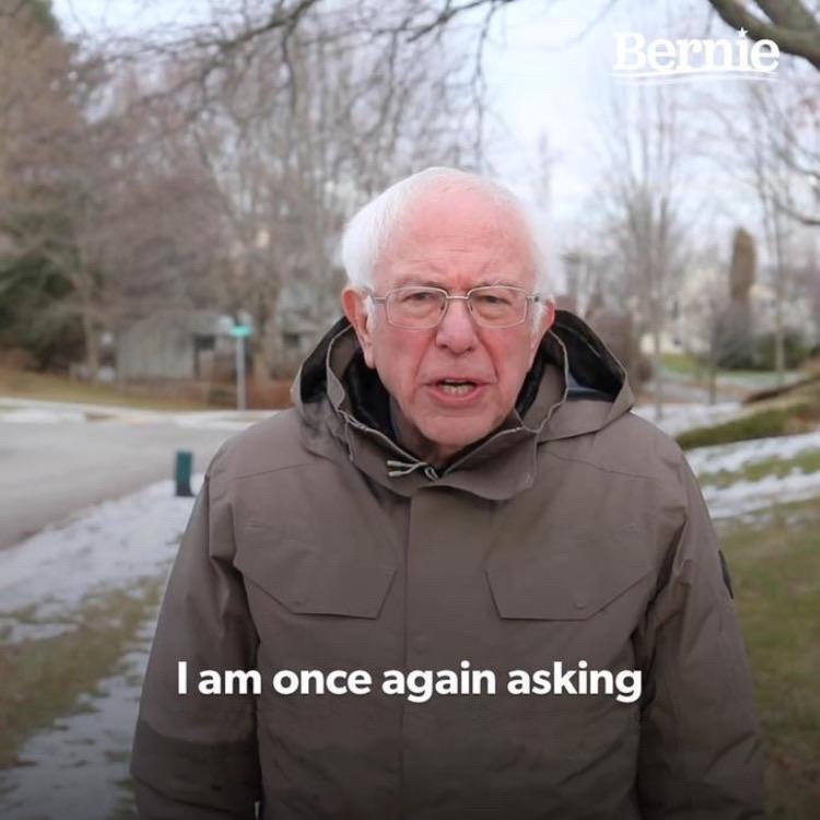 Bernie Pidiendo Apoyo