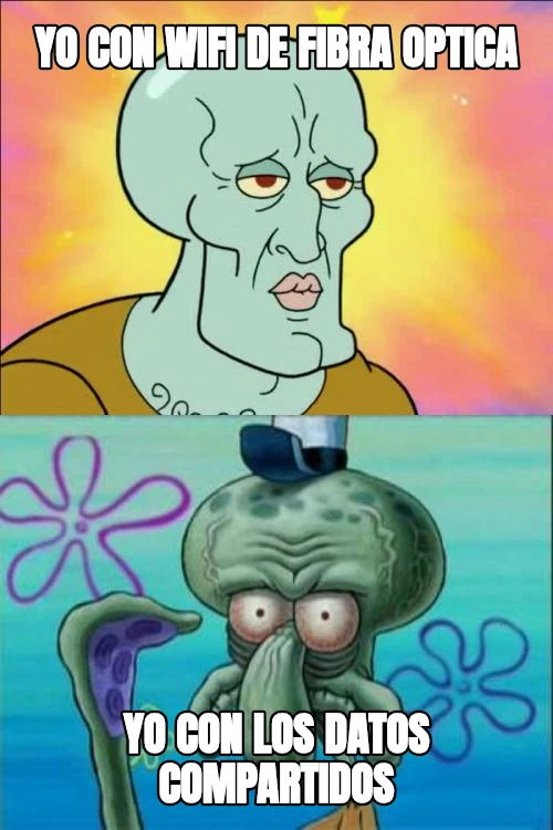 yo con wifi de fibra optica yo con los datos compartidos
