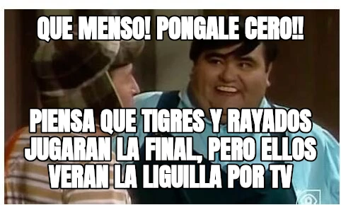QUE MENSO! PONGALE CERO!! PIENSA QUE TIGRES Y RAYADOS JUGARAN LA FINAL, PERO ELLOS VERAN LA LIGUILLA POR TV