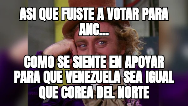 ASI QUE FUISTE A VOTAR PARA ANC... COMO SE SIENTE EN APOYAR PARA QUE VENEZUELA SEA IGUAL QUE COREA DEL NORTE